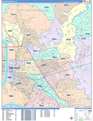 Baton Rouge Wall Map Color Cast Style 2026